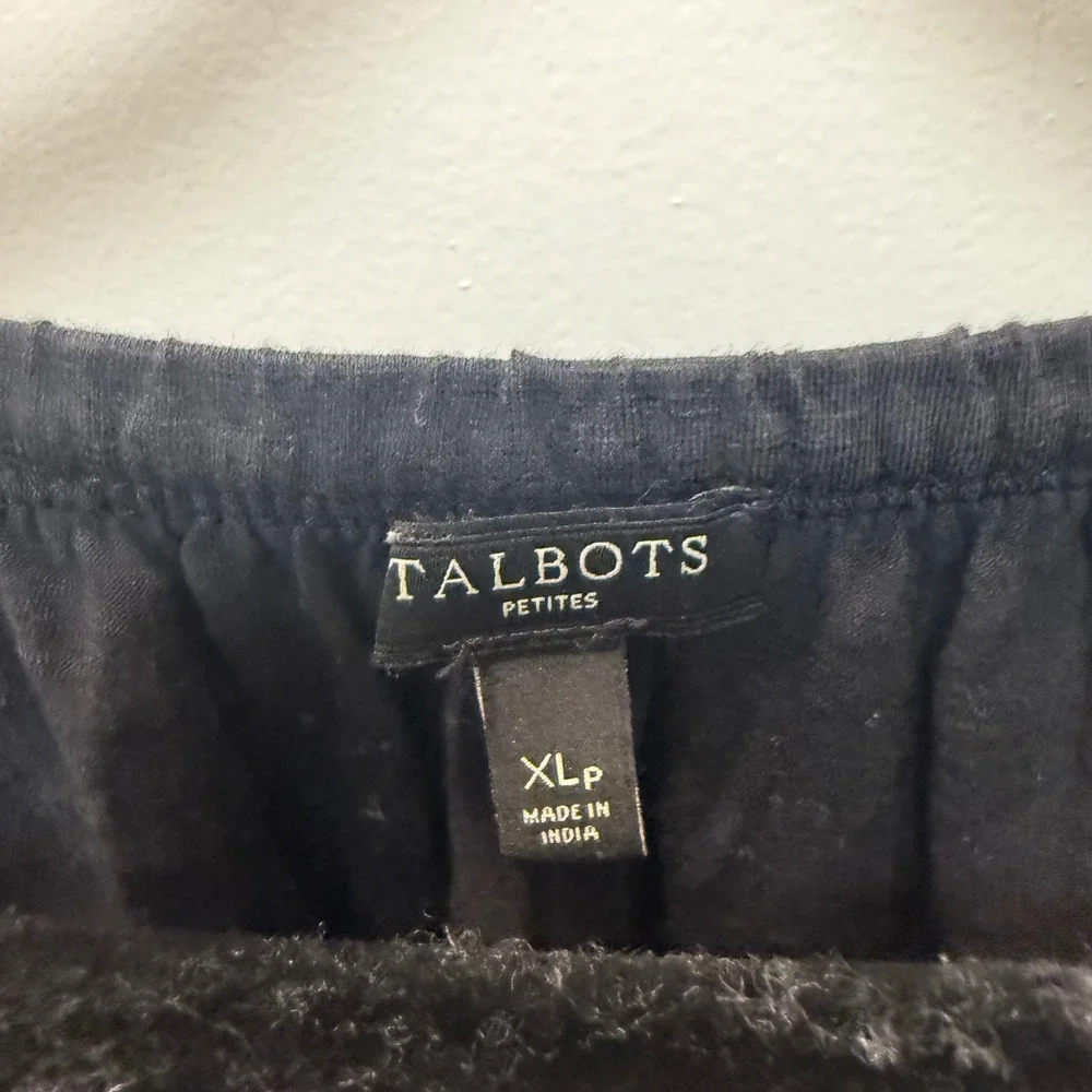 Talbots Blouse Womens‎ XL Petite Black Excellent Ladder Lace Crochet 3/4 Sleeve
